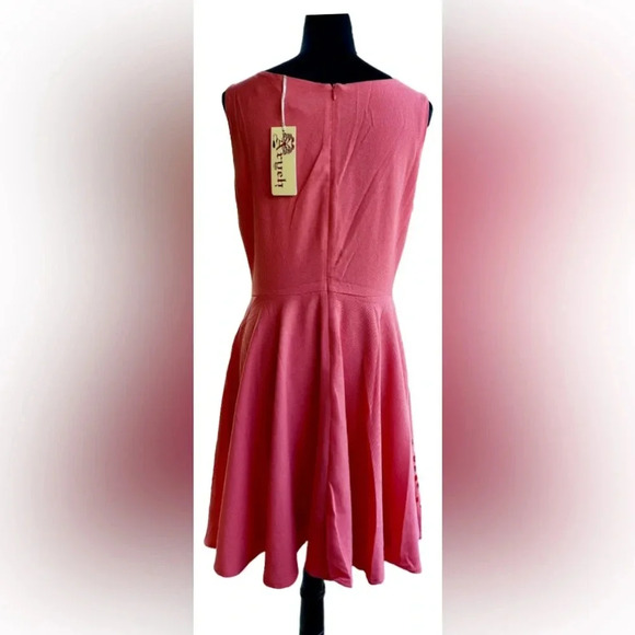Aryeh coral laxer cut out eyelet swing dress sz L #005 - Picture 3 of 4